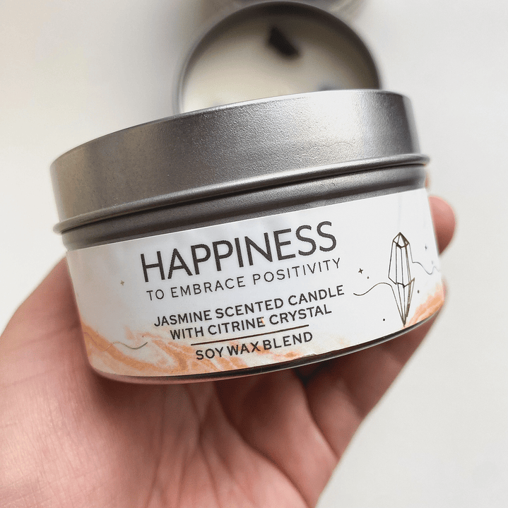 Vela de Soya con Citrino FELICIDAD 3