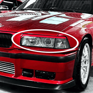 Conjunto Flange/Eyelid para Faróis Dianteiros BMW E36, Capa/Eyebrow