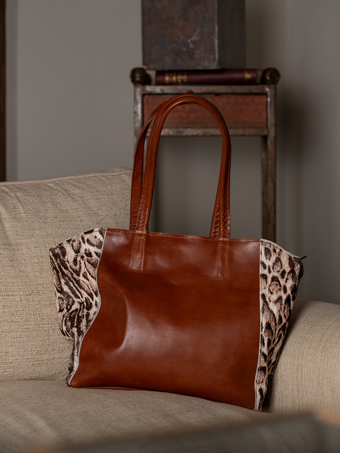 Cartera Dominga Café - Leopardo Beige 2