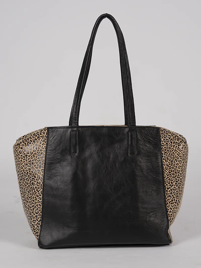 Cartera Dominga Negra Leopardo Gold