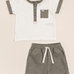 Agus Set of slub cotton T shirt with linen shorts - thumbnail 2