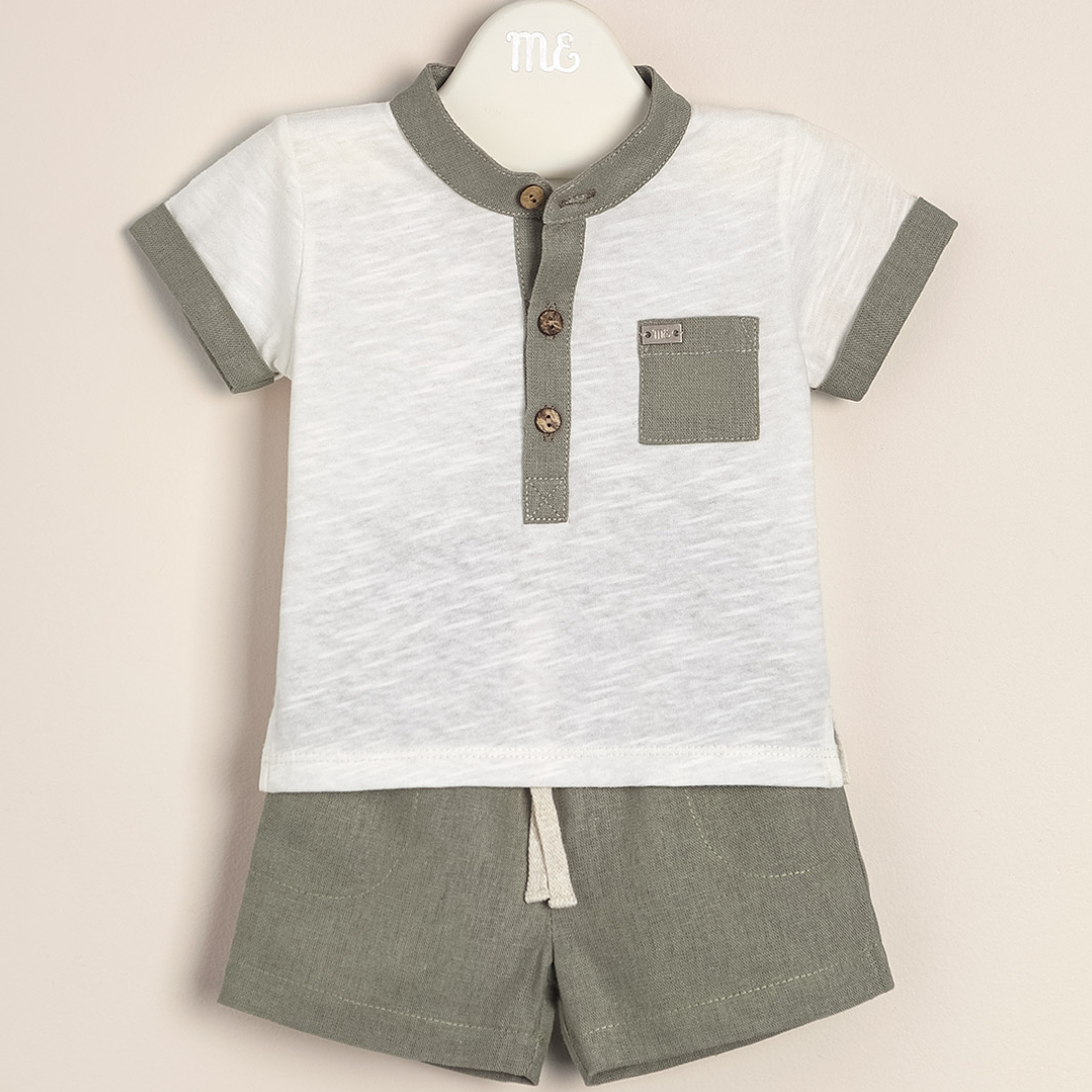 Agus Set of slub cotton T shirt with linen shorts 1
