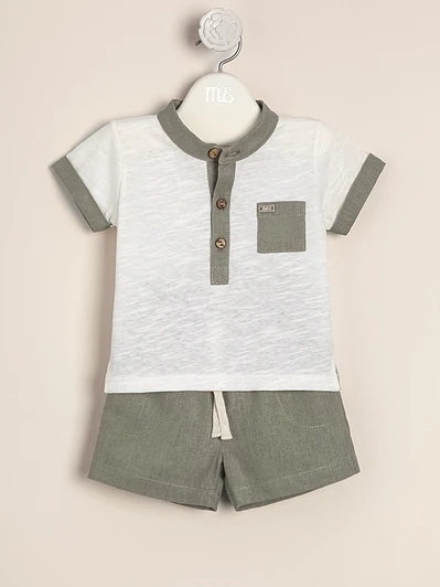 Agus Set of slub cotton T shirt with linen shorts