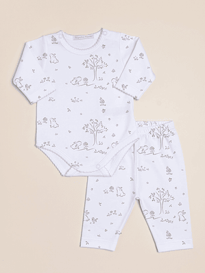 Set Pima Cotton Printed Bodysuit with Pants