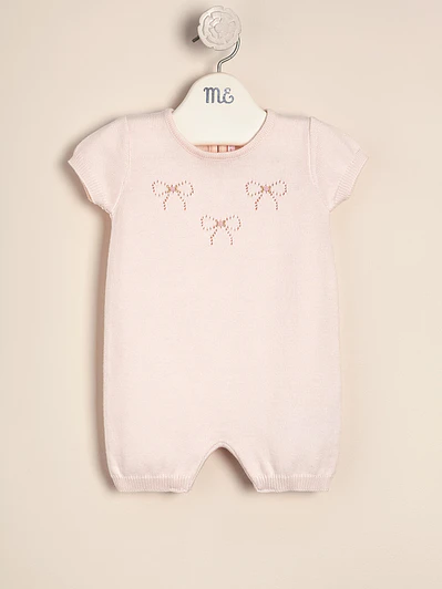 Coquette sleeper Jumpsuit with embroidered bows