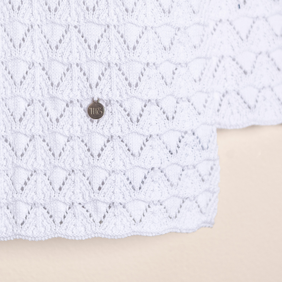Nicolle Cotton Cardigan Openwork with collar for babies 3