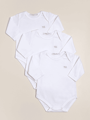 3 pack of American style long sleeve bodysuits with logo