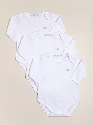 3 pack of American style long sleeve bodysuits with logo