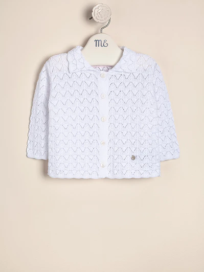 Nicolle Cotton Cardigan Openwork with collar for babies