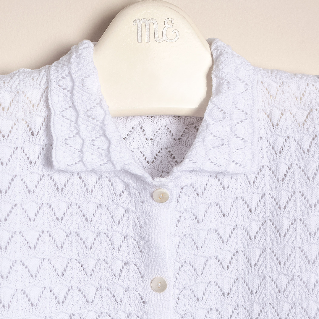 Nicolle Cotton Cardigan Openwork with collar for babies 2