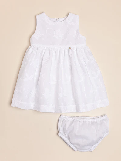 Simonetta BB embroidered cotton voile dress with matching diaper cover