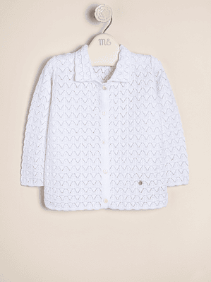 Nicolle Cotton Cardigan Openwork with collar for girls