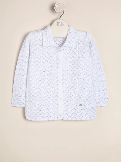 Nicolle Cotton Cardigan Openwork with collar for girls