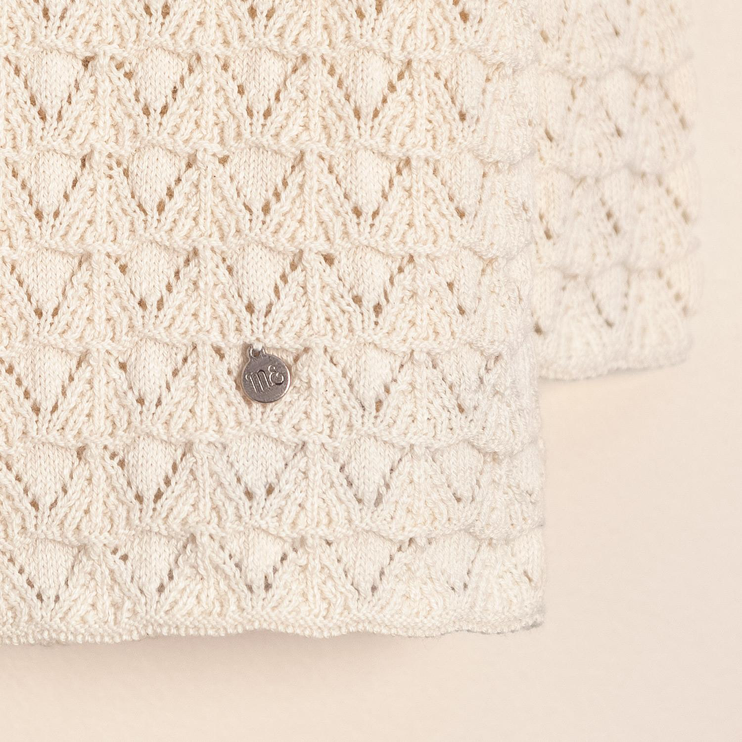 Nicolle Cotton Cardigan Openwork with collar for girls 2