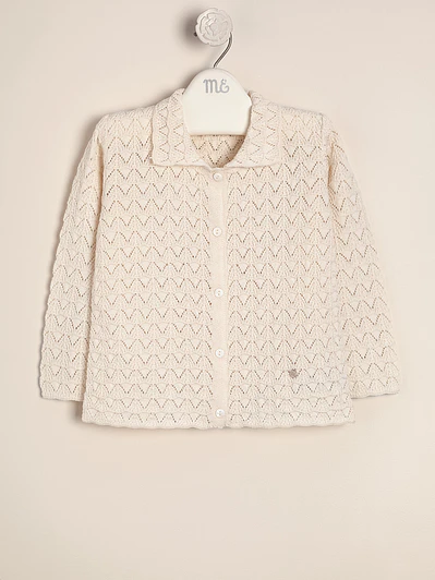 Nicolle Cotton Cardigan Openwork with collar for girls