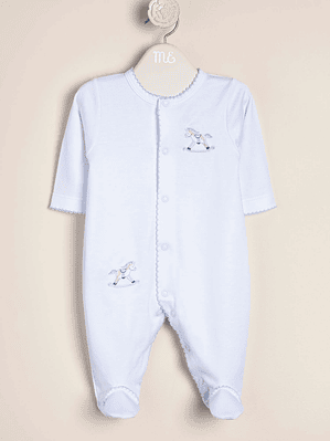 Sleeper Peruvian Pima Cotton Embroidered Front opening Rocking Horse