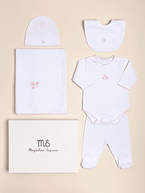 Ajuar: Bodysuit Bloomer Blanket Bib Hat Embroidered PIMA Peruano