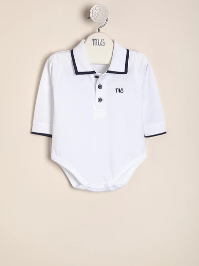 Paul Cotton polo bodysuit with knitted collar and cuffs