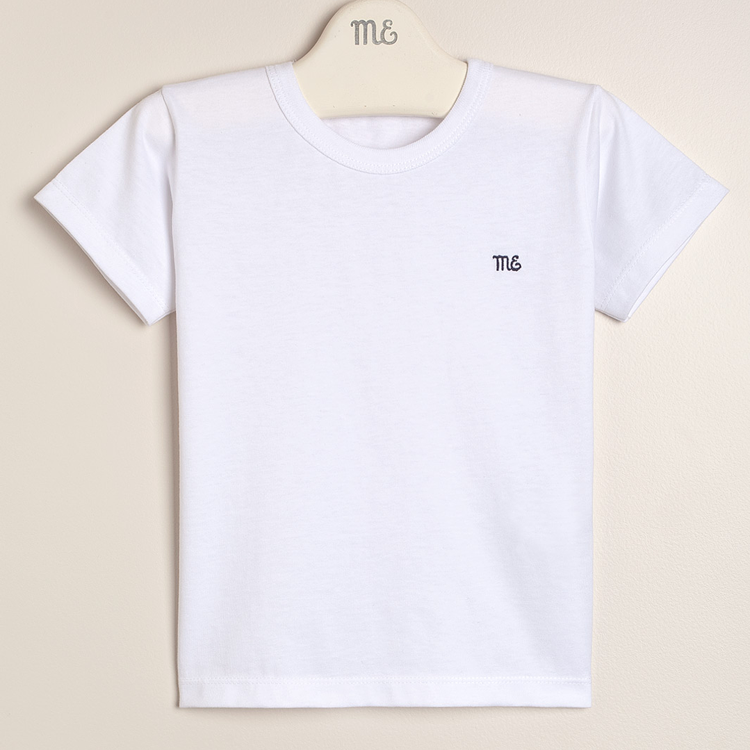 Cotton T shirt with round neckline and logo 1