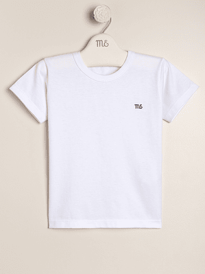 Cotton T shirt with round neckline and logo