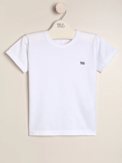 Cotton T shirt with round neckline and logo