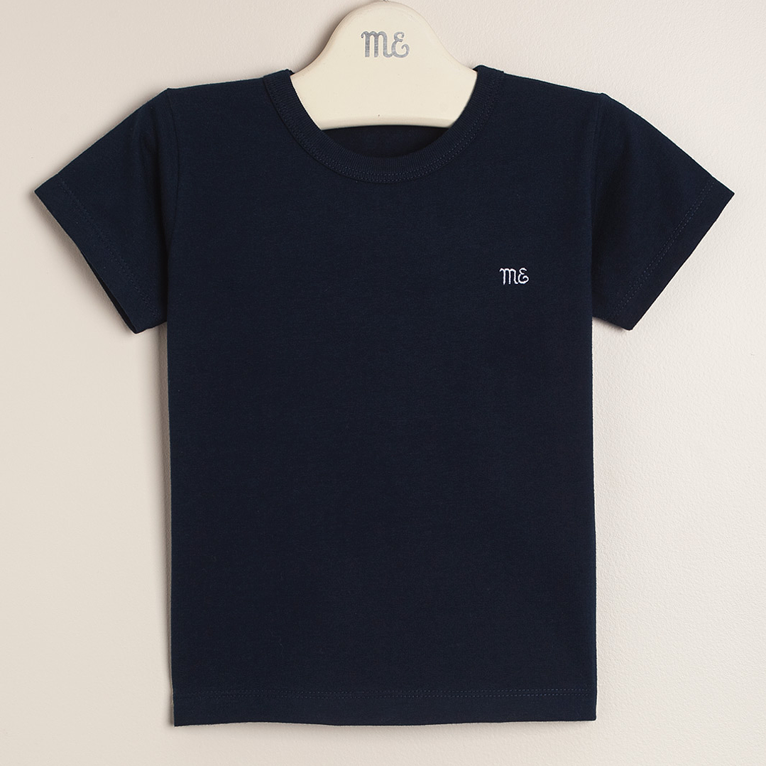 Cotton T shirt with round neckline and logo 1