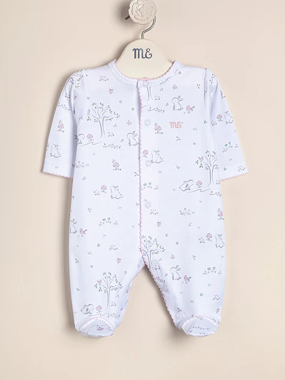 Amis Sleeper Pima Cotton Printed Front opening footed