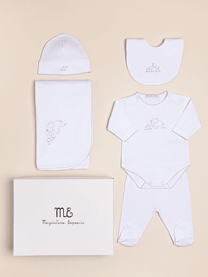 Ajuar: Bodysuit Bloomer Blanket Bib Hat Embroidered PIMA Peruano