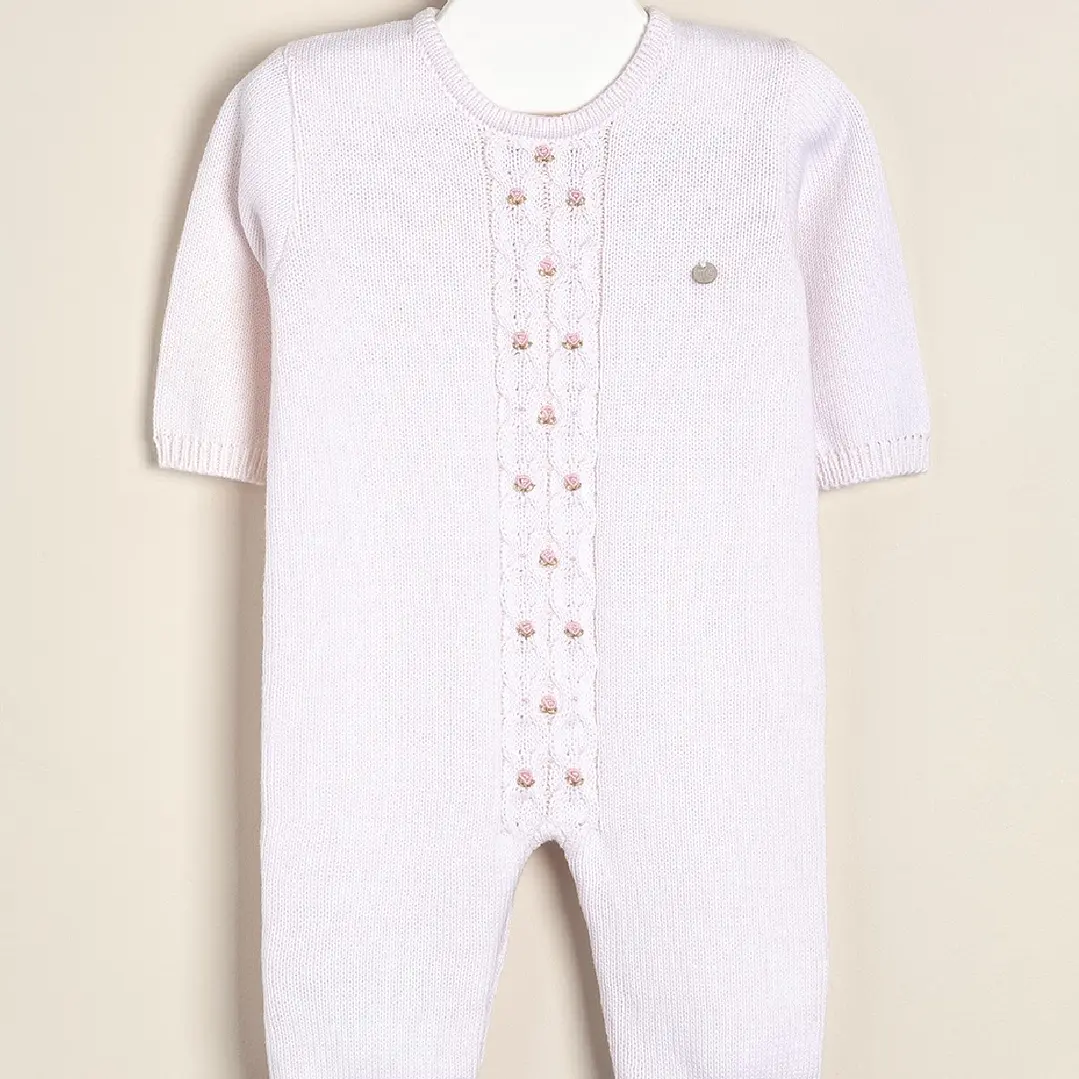 Bodysuit Knitted Pink Embroidered flowers  1