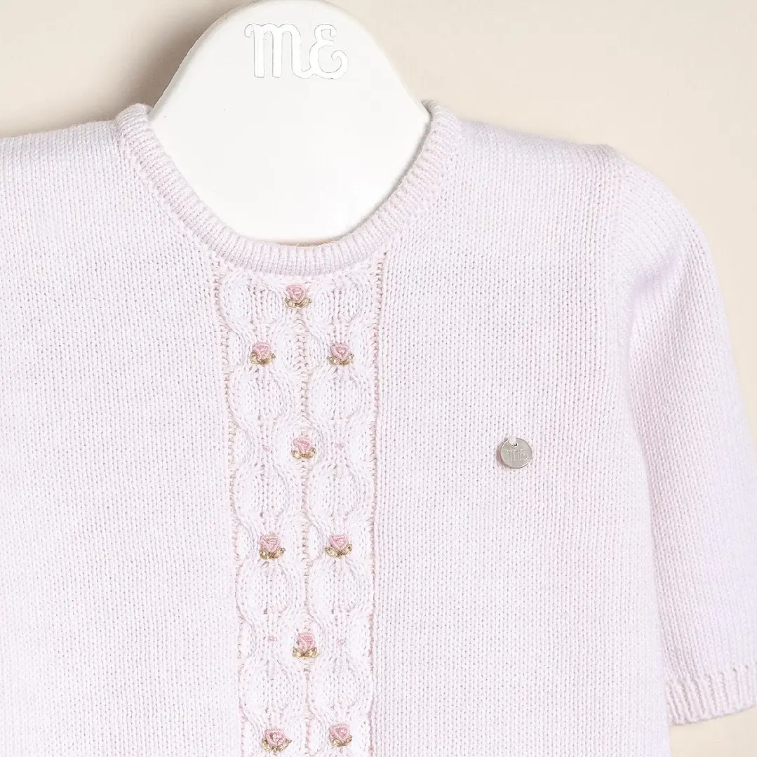 Bodysuit Knitted Pink Embroidered flowers  2