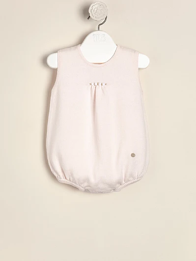 Sleevless Bodysuit Pink Embroidered Roses 