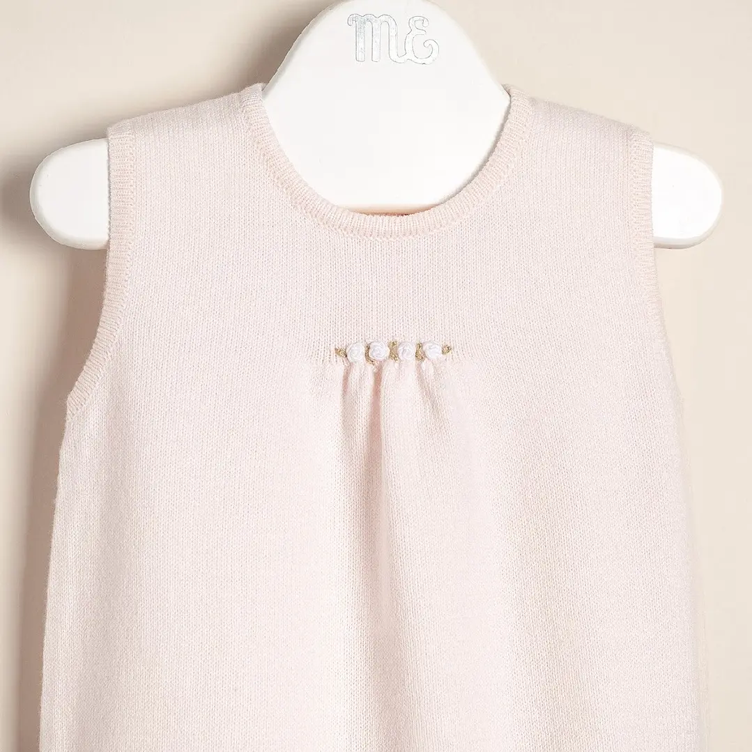 Sleevless Bodysuit Pink Embroidered Roses  2