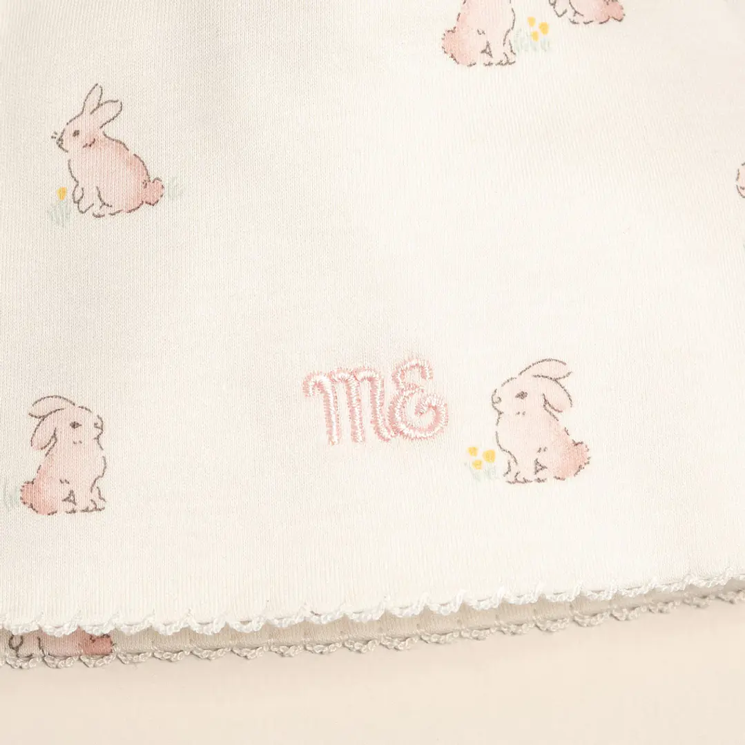 Beanie Hat Beige Pink Rabbits  2