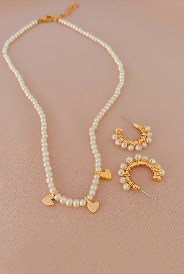 Set Choker + Aretes Perlas