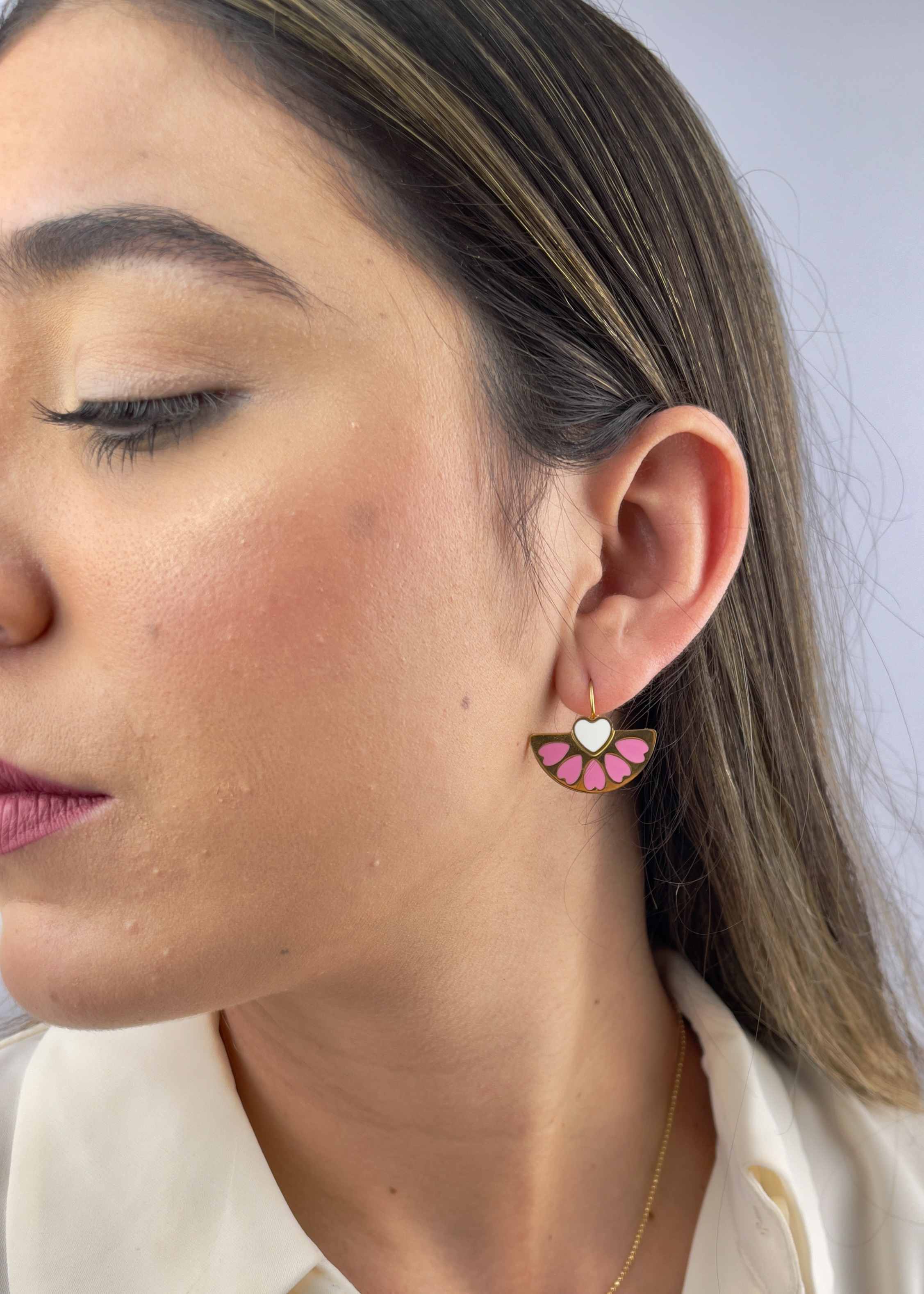 Aros Corazon Rosado