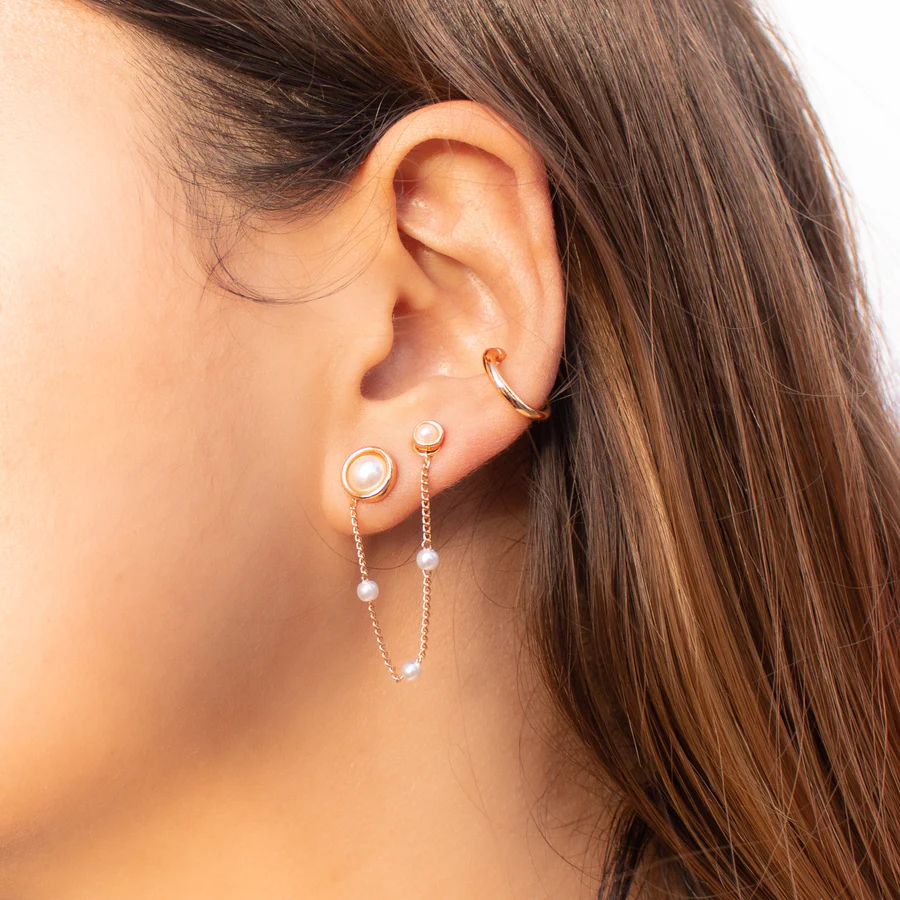 Arete earcuff cadena cristales