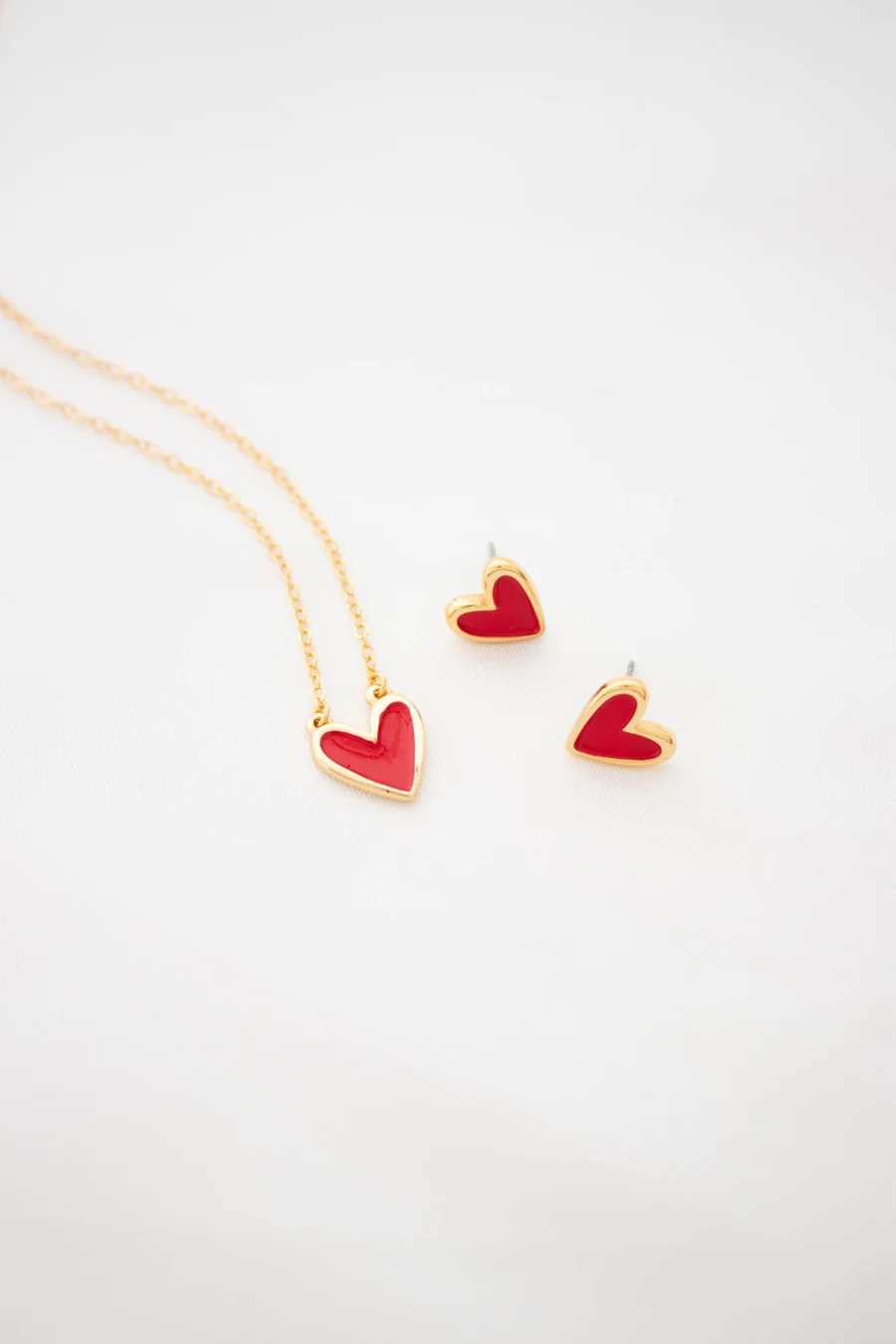 Set Cadena + Aros Corazon rojo