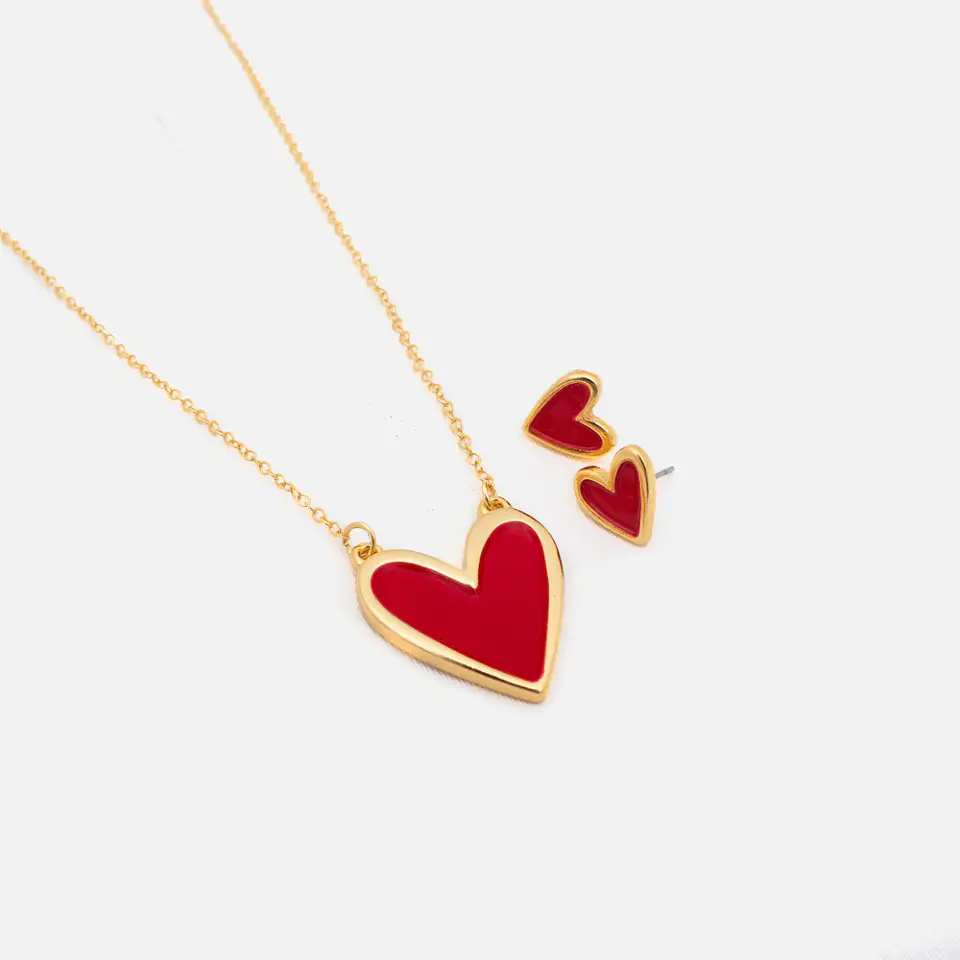 Set Cadena + Aros Corazon rojo M 1