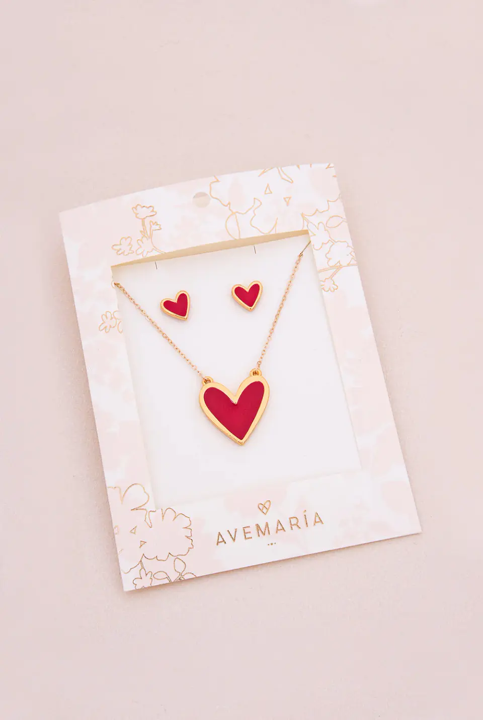 Set Cadena + Aros Corazon rojo M 2