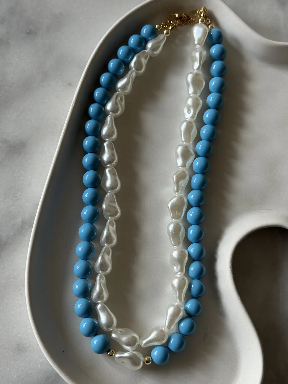 Collar Doble Celeste 1