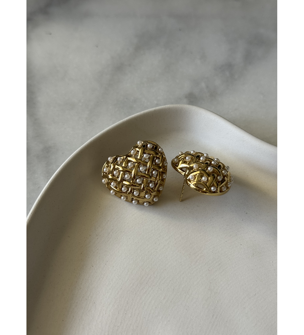 Aros Maxi Corazon Perlados