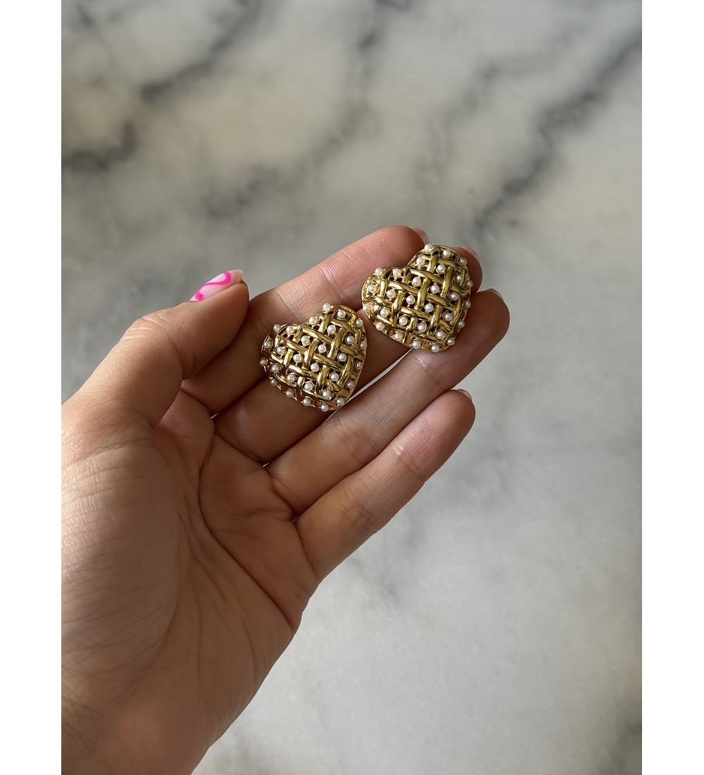 Aros Maxi Corazon Perlados