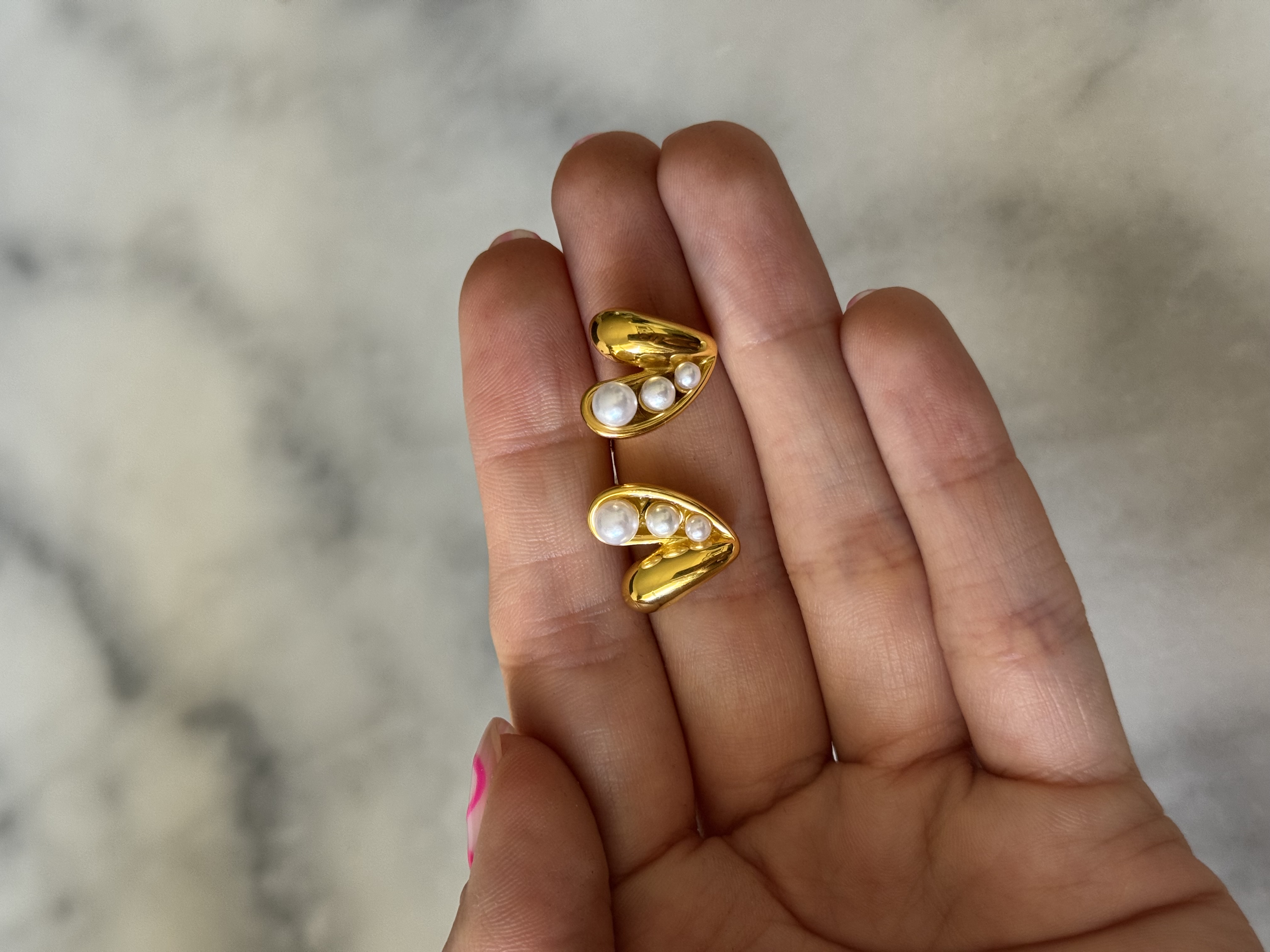 Aros Corazon Perlas
