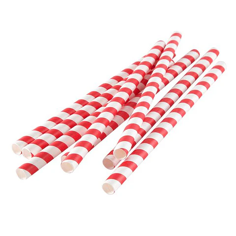 Bombilla Papel desechable grusa blanca con rojo