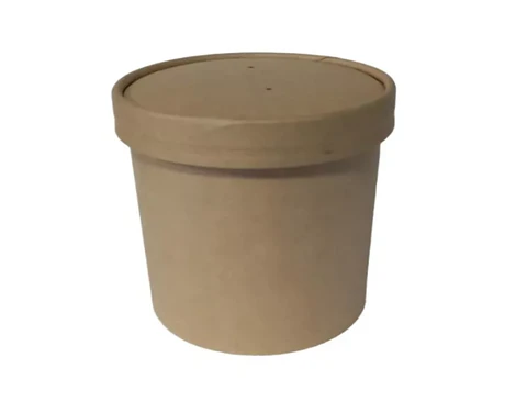 Pote Kraft Con Tapa Cartón 12oz (50 Unidades) Helado Sopa