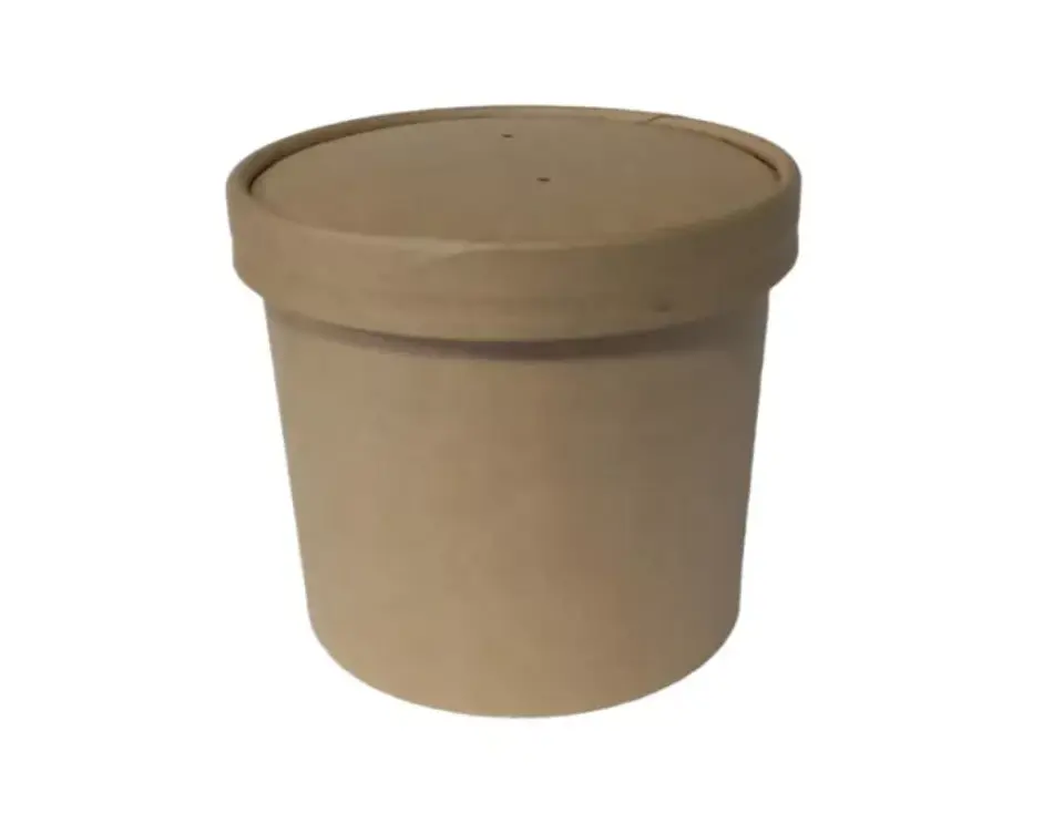 Pote Kraft Con Tapa Cartón 12oz (50 Unidades) Helado Sopa 1