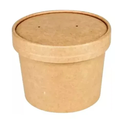 Pote Kraft Sopa Con Tapa Cartón 8oz 240cc
