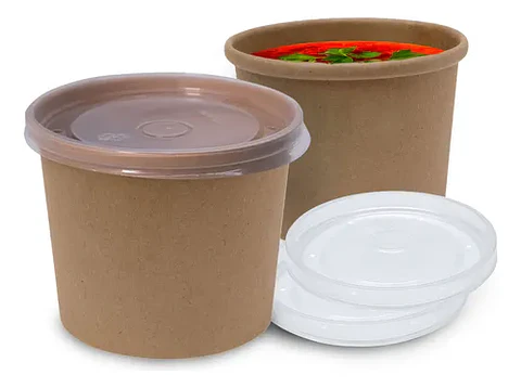 Pote Kraft Sopa Con Tapa plástica 8oz 240cc