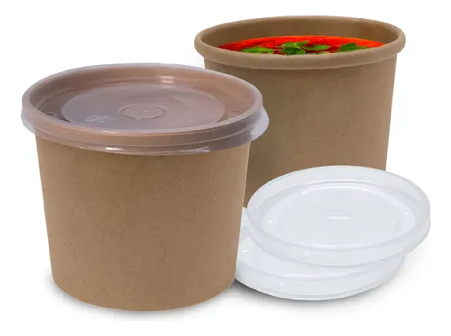 Pote Kraft Sopa Con Tapa plástica 8oz 240cc 1
