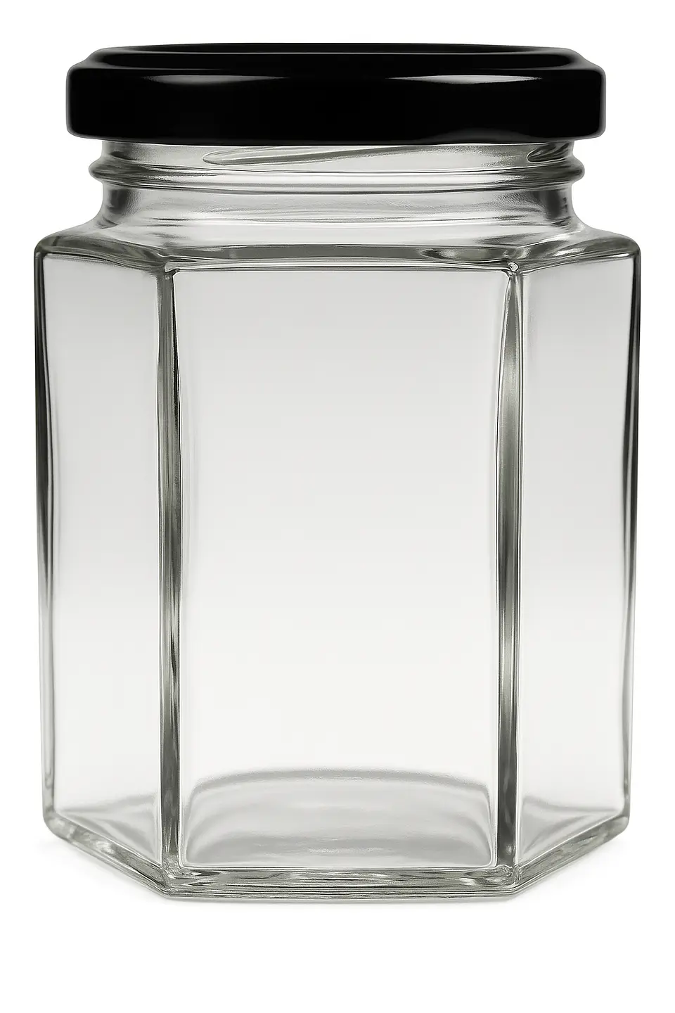Frasco Conservero Hexagonal 195cc con Tapas Incluidas 3